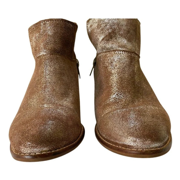 RARE Seychelles Snare Fur-lined Cozy Metallic Shimmer Bootie, Tan, Brown, Silver - Picture 4 of 12